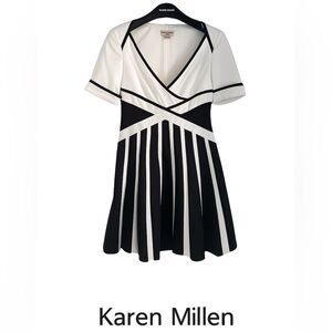 Karen Millen Black and creamy White Dress size 10